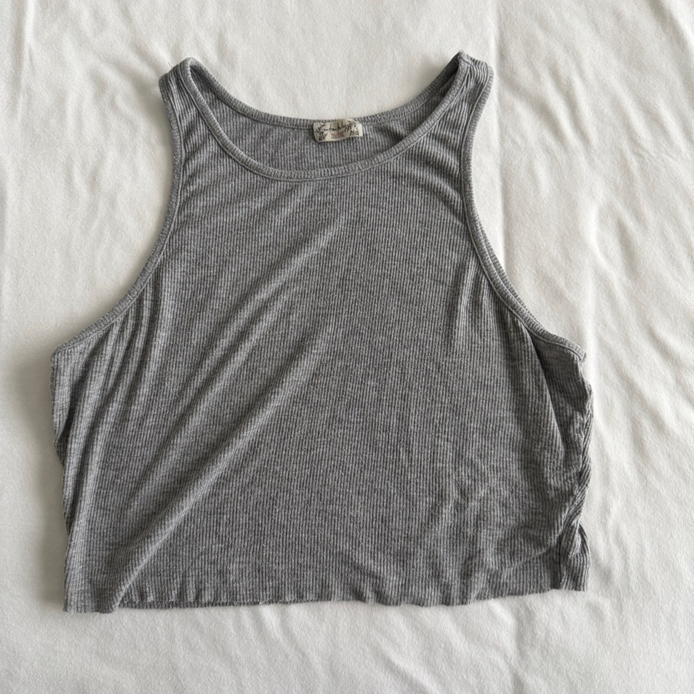 Free People Gray Ribbed Tank Top